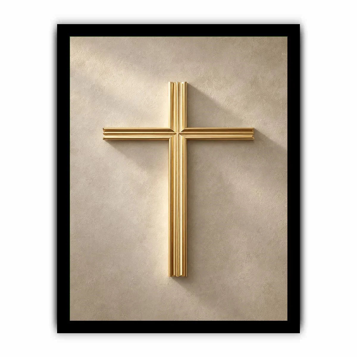   gold cross neutral wall art
