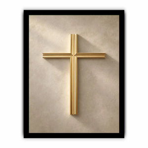   gold cross neutral wall art