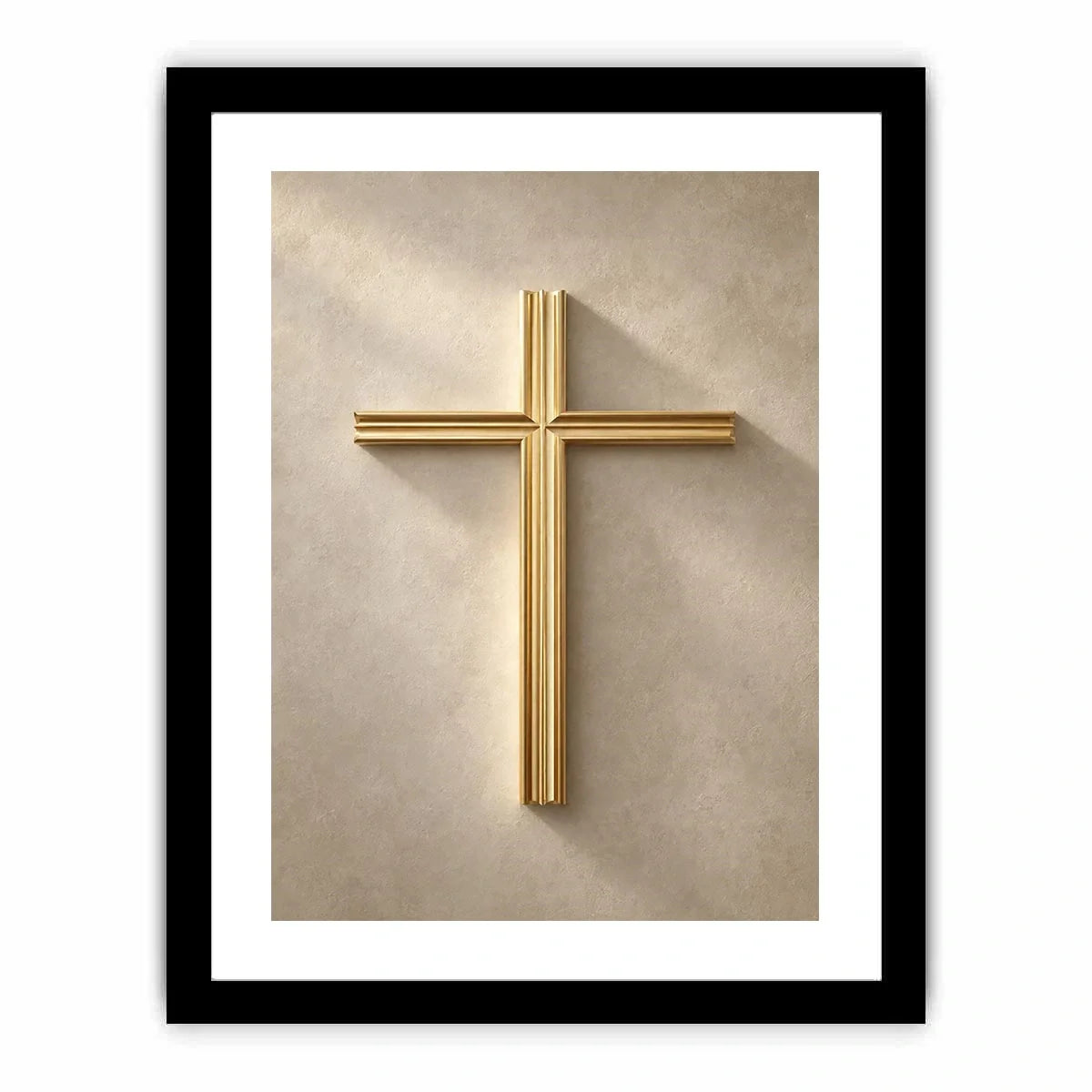   gold cross neutral wall art
