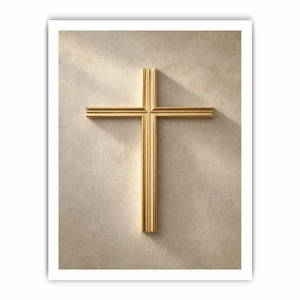   gold cross neutral wall art