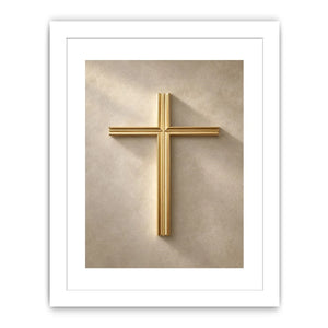   gold cross neutral wall art