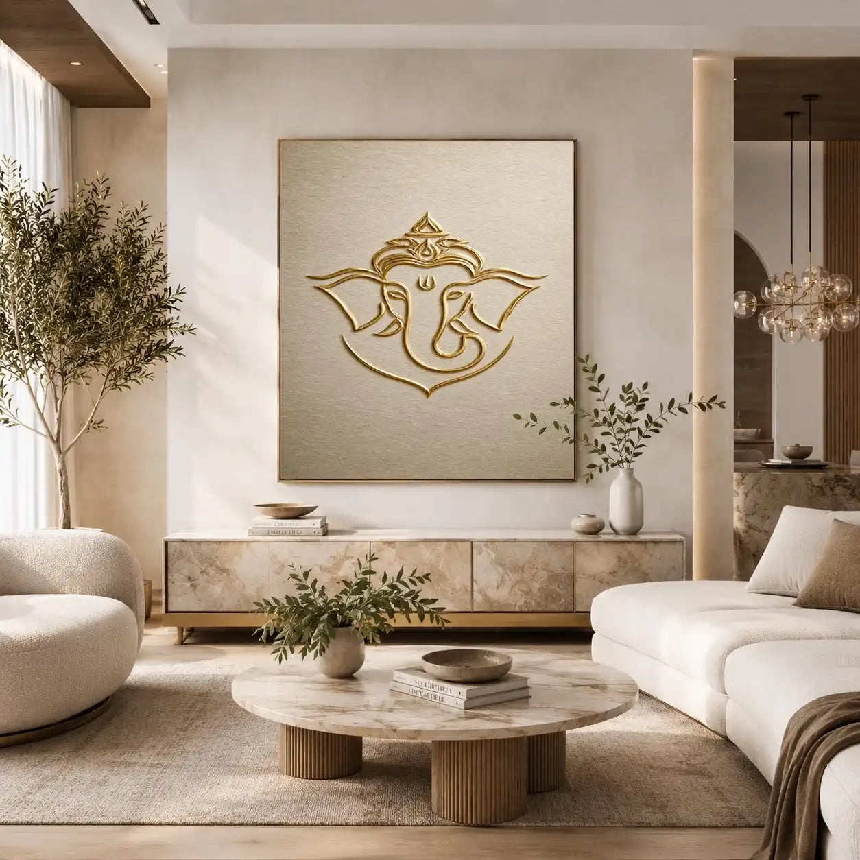   gold ganesha neutral artwork