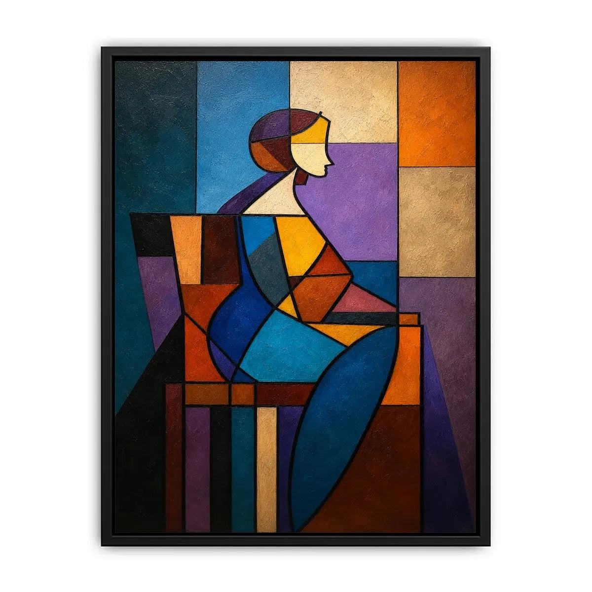   colorful cubist geometric canvas art