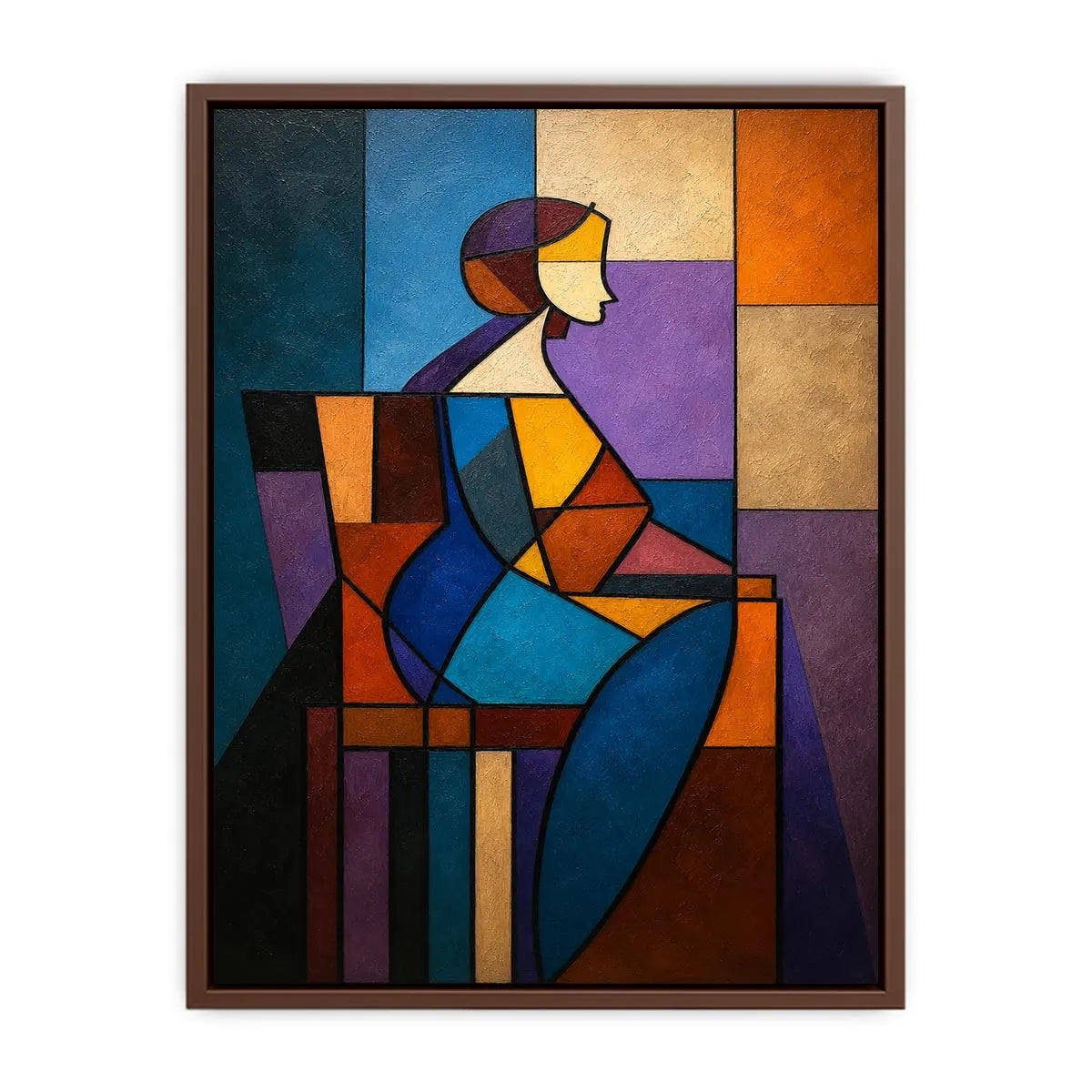   colorful cubist geometric canvas art