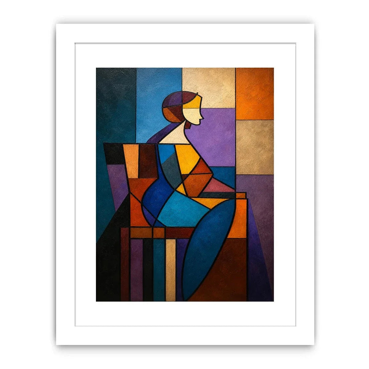   colorful cubist geometric canvas art