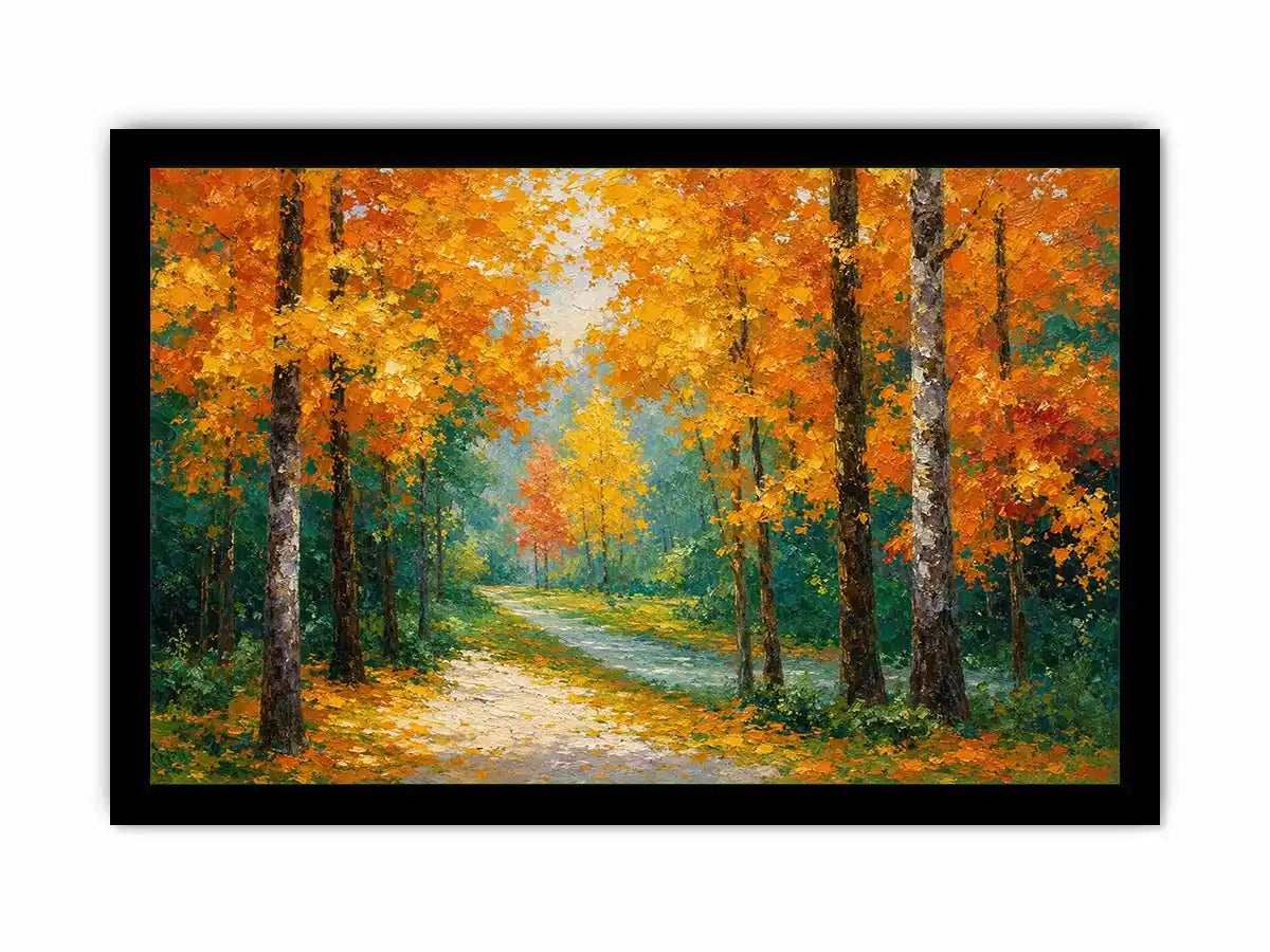   autumn forest path wall art