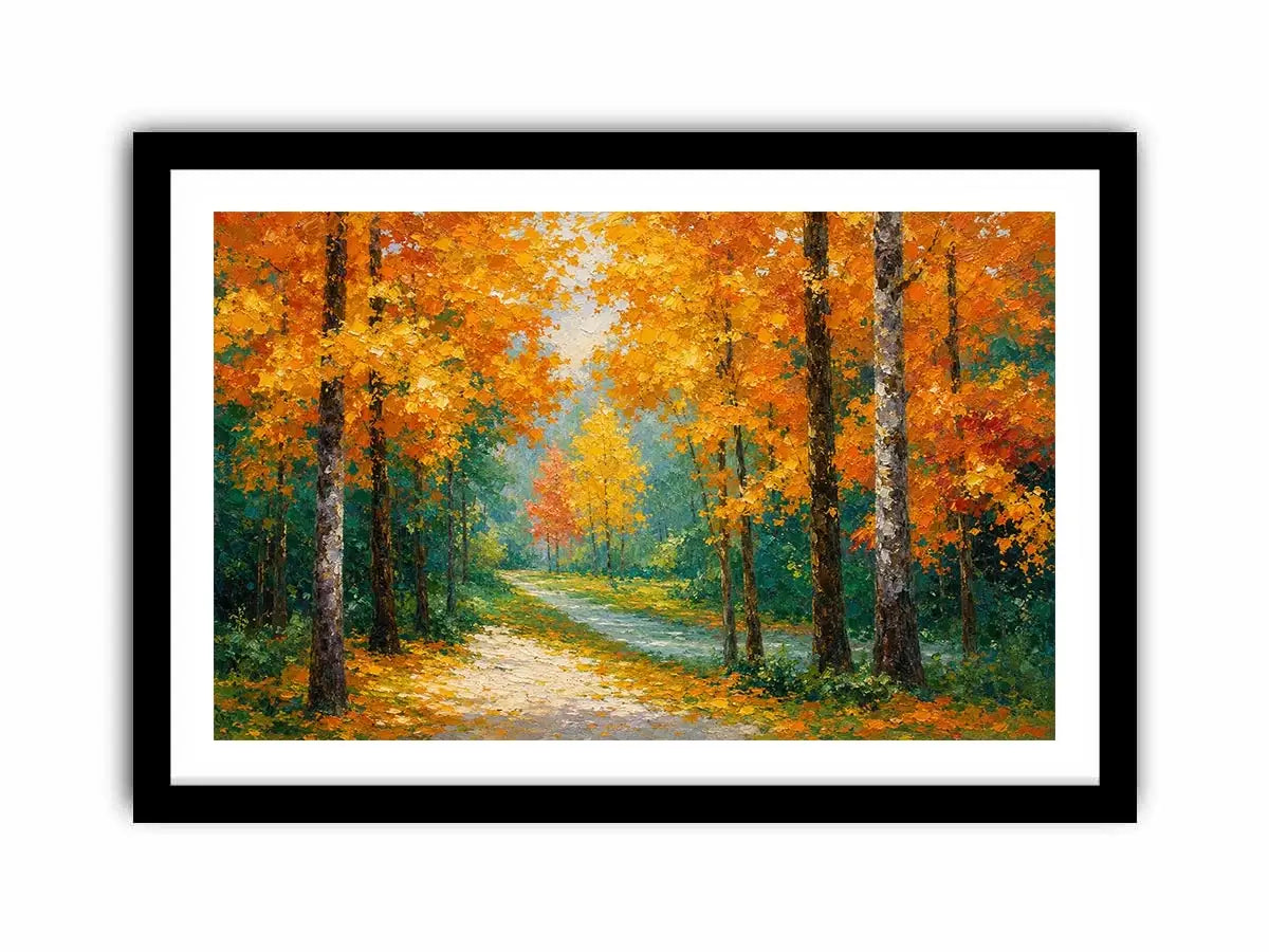   autumn forest path wall art