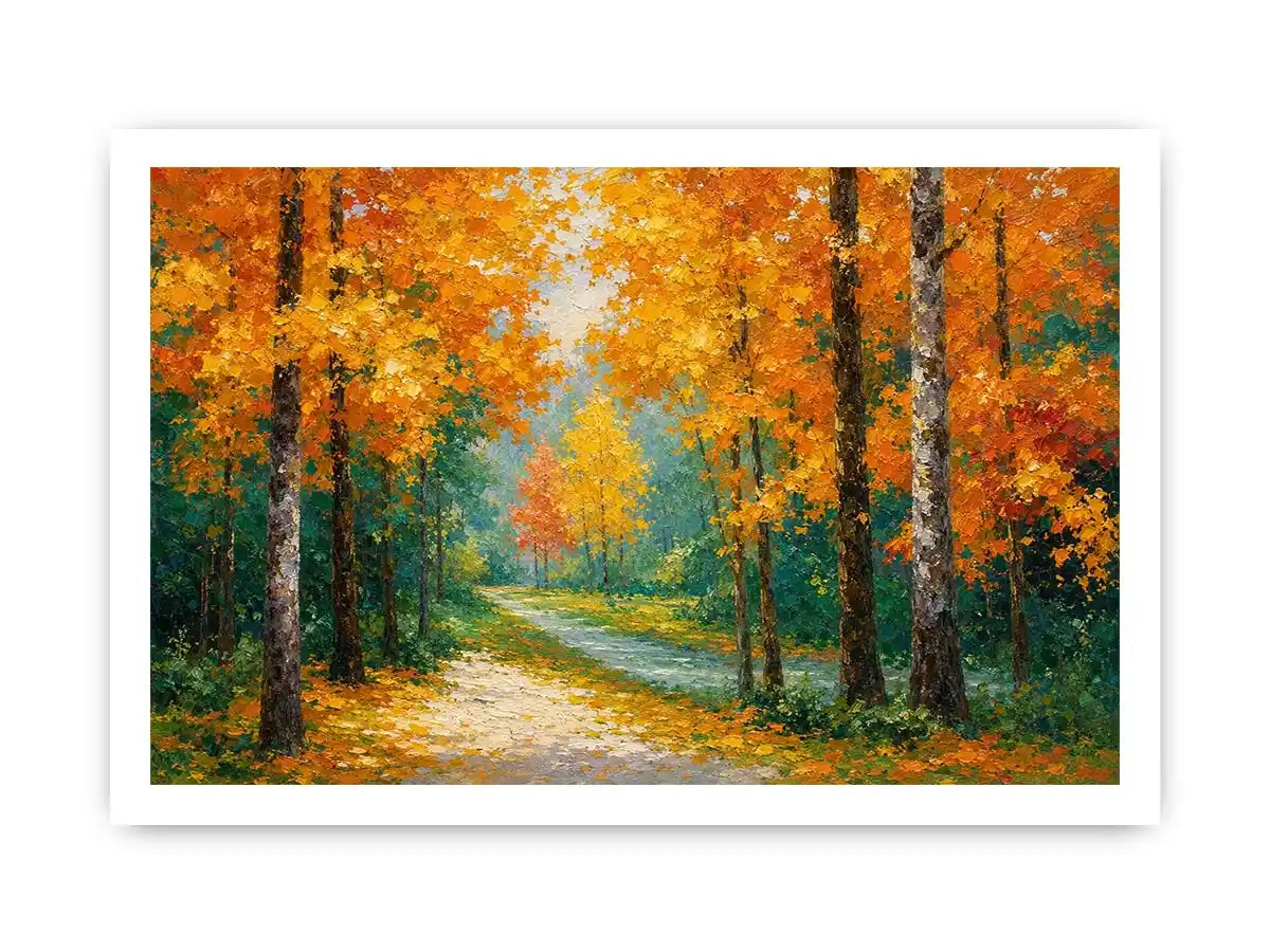   autumn forest path wall art