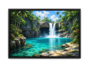   tropical waterfall lagoon canvas art