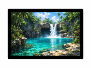   tropical waterfall lagoon canvas art