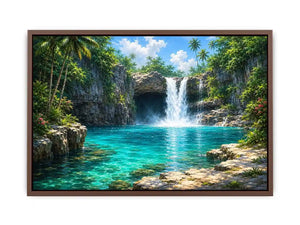   tropical waterfall lagoon canvas art