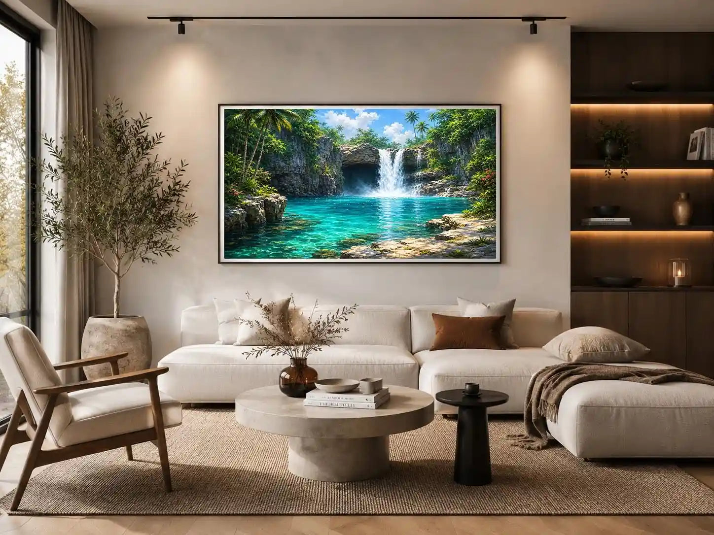   tropical waterfall lagoon canvas art