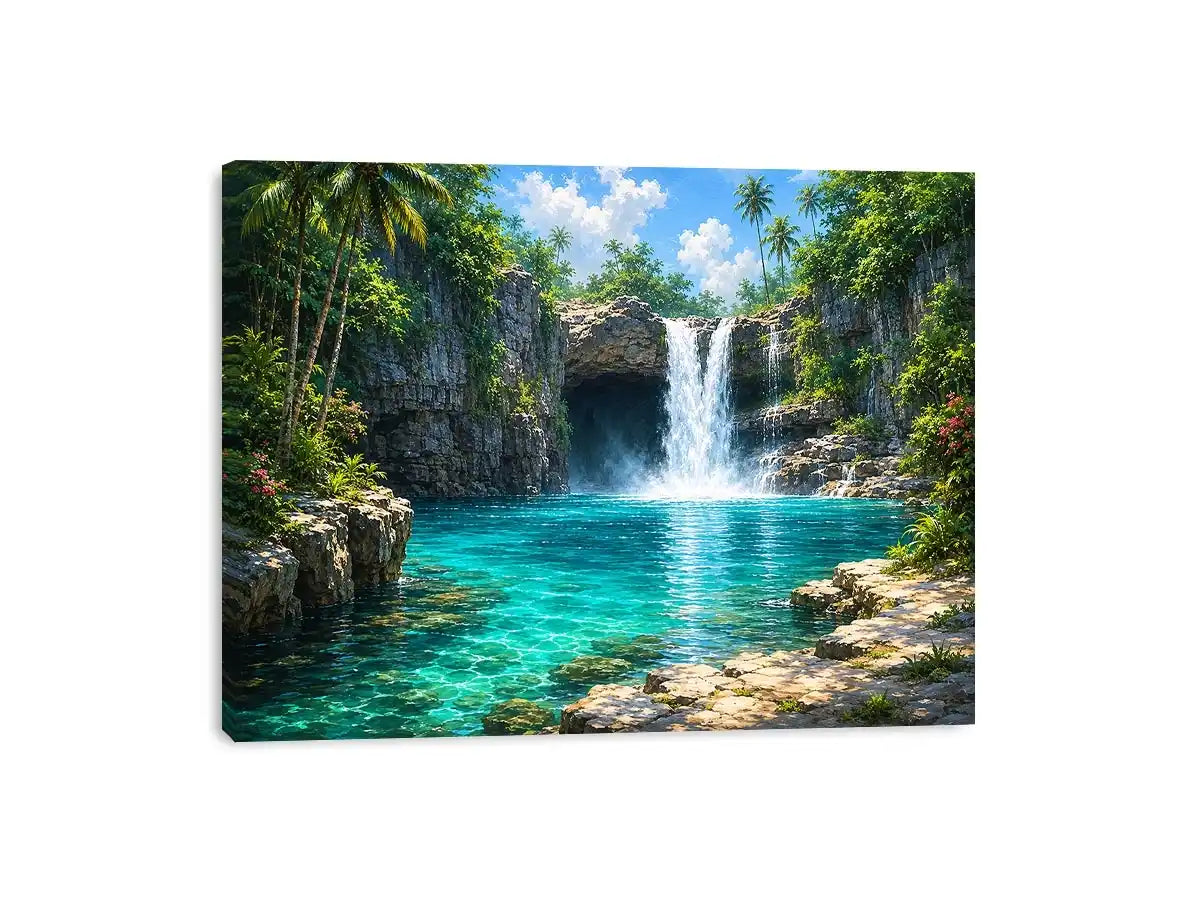   tropical waterfall lagoon canvas art