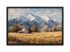  snow mountain farmhouse canvas print