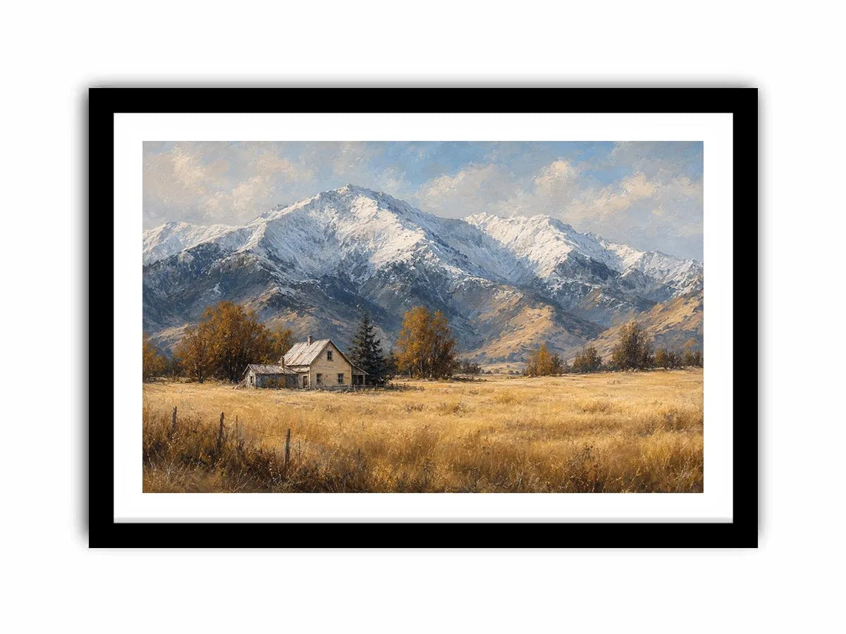   snow mountain farmhouse canvas print