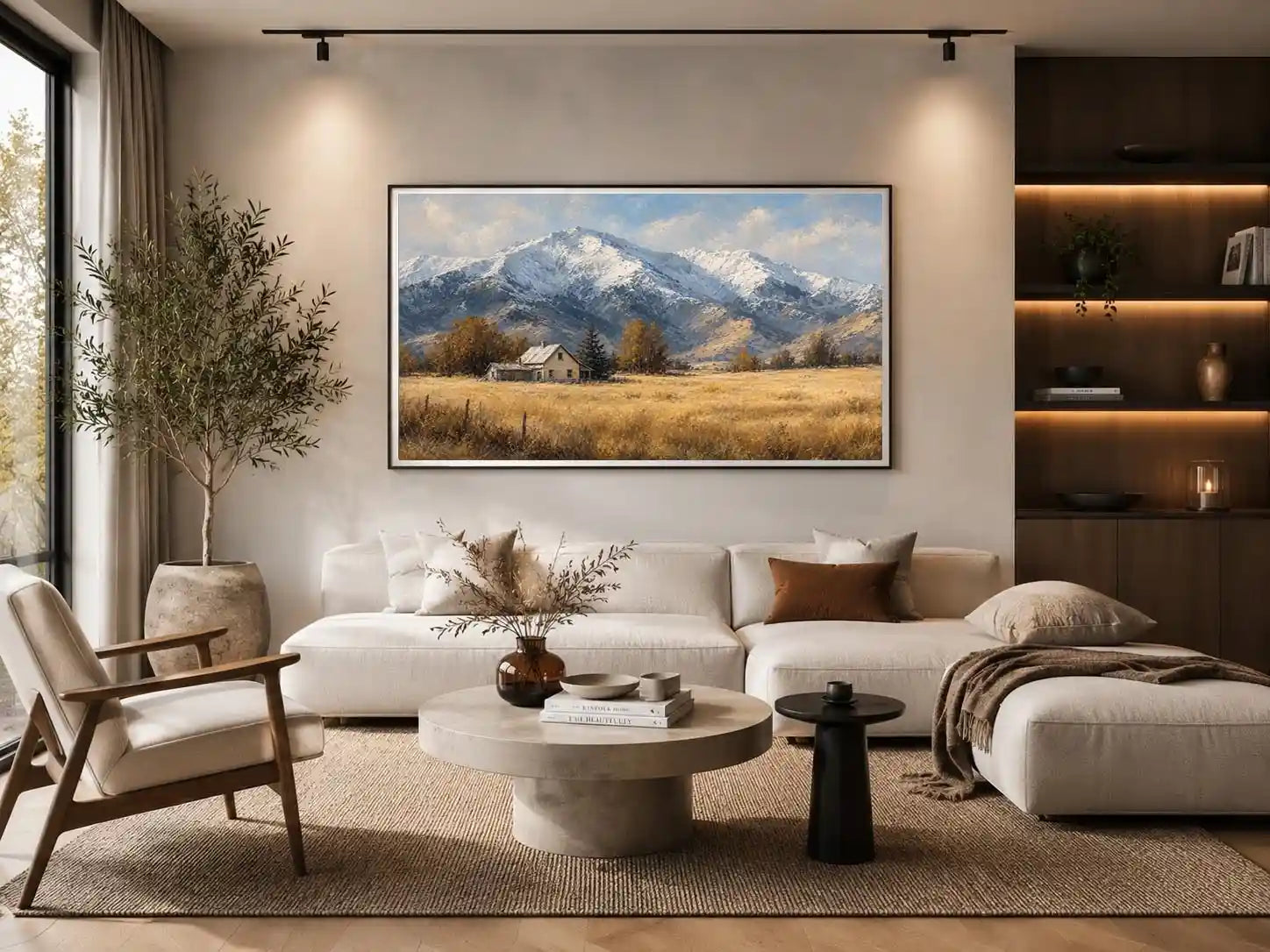   snow mountain farmhouse canvas print