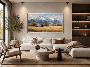   snow mountain farmhouse canvas print