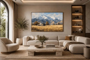   snow mountain farmhouse canvas print