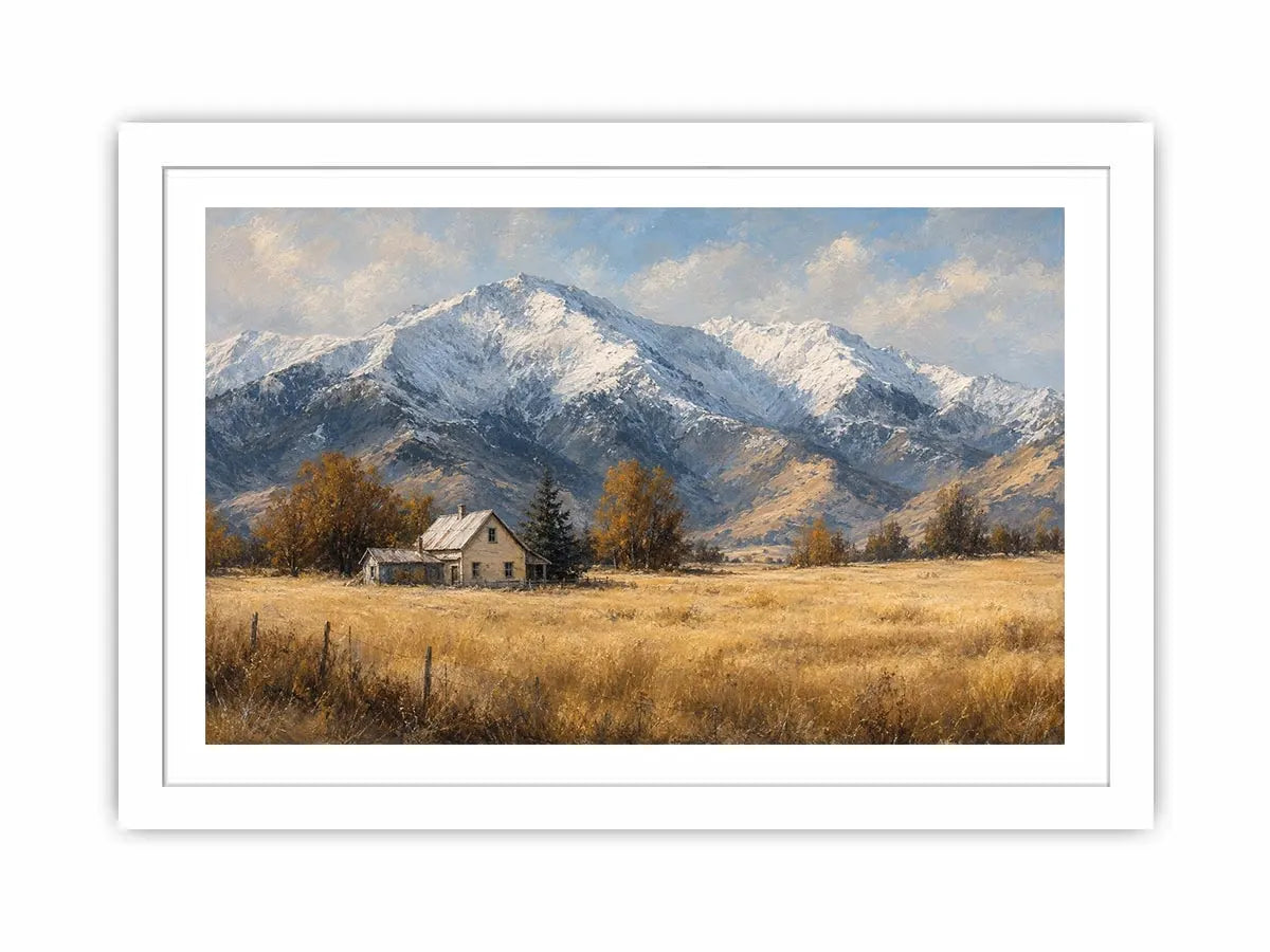   snow mountain farmhouse canvas print