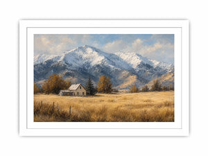   snow mountain farmhouse canvas print