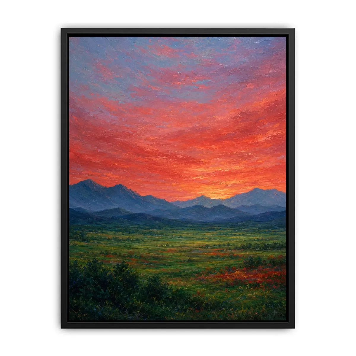   mountain sunset artwork living room