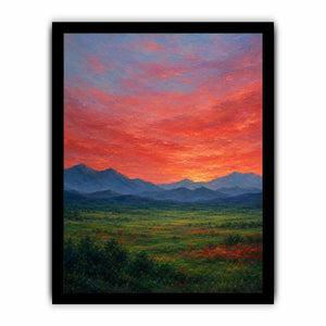   mountain sunset artwork living room