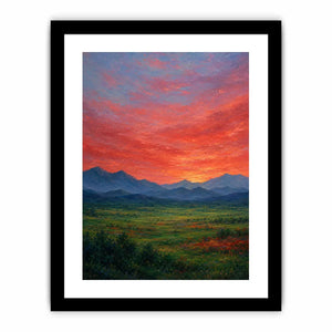   mountain sunset artwork living room