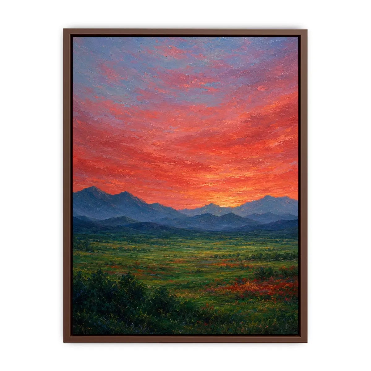   mountain sunset artwork living room