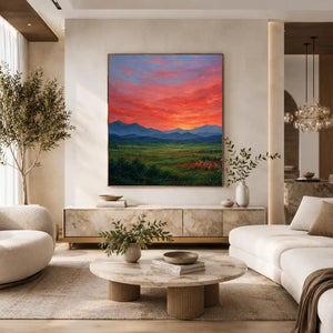   mountain sunset artwork living room