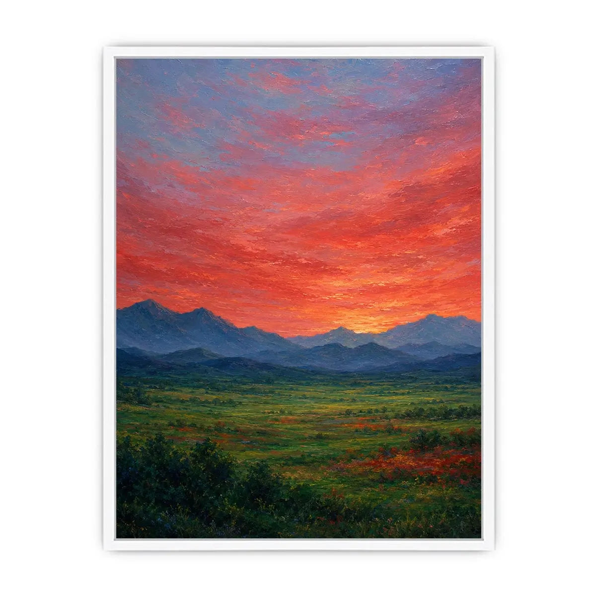   mountain sunset artwork living room