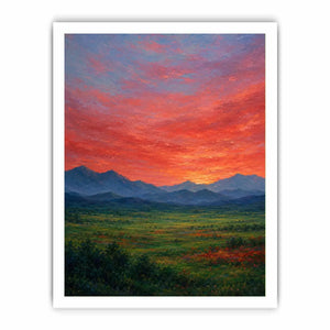   mountain sunset artwork living room