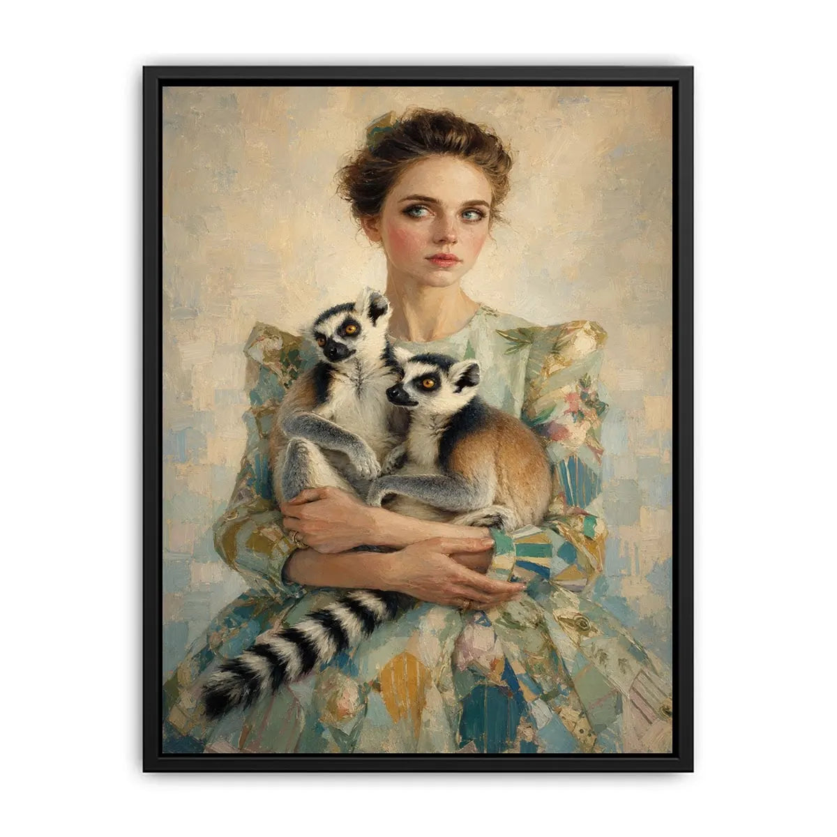  woman lemurs portrait canvas art