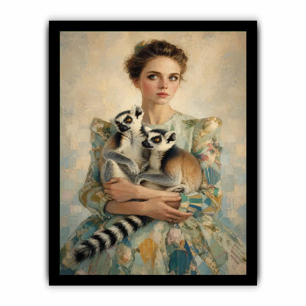   woman lemurs portrait canvas art
