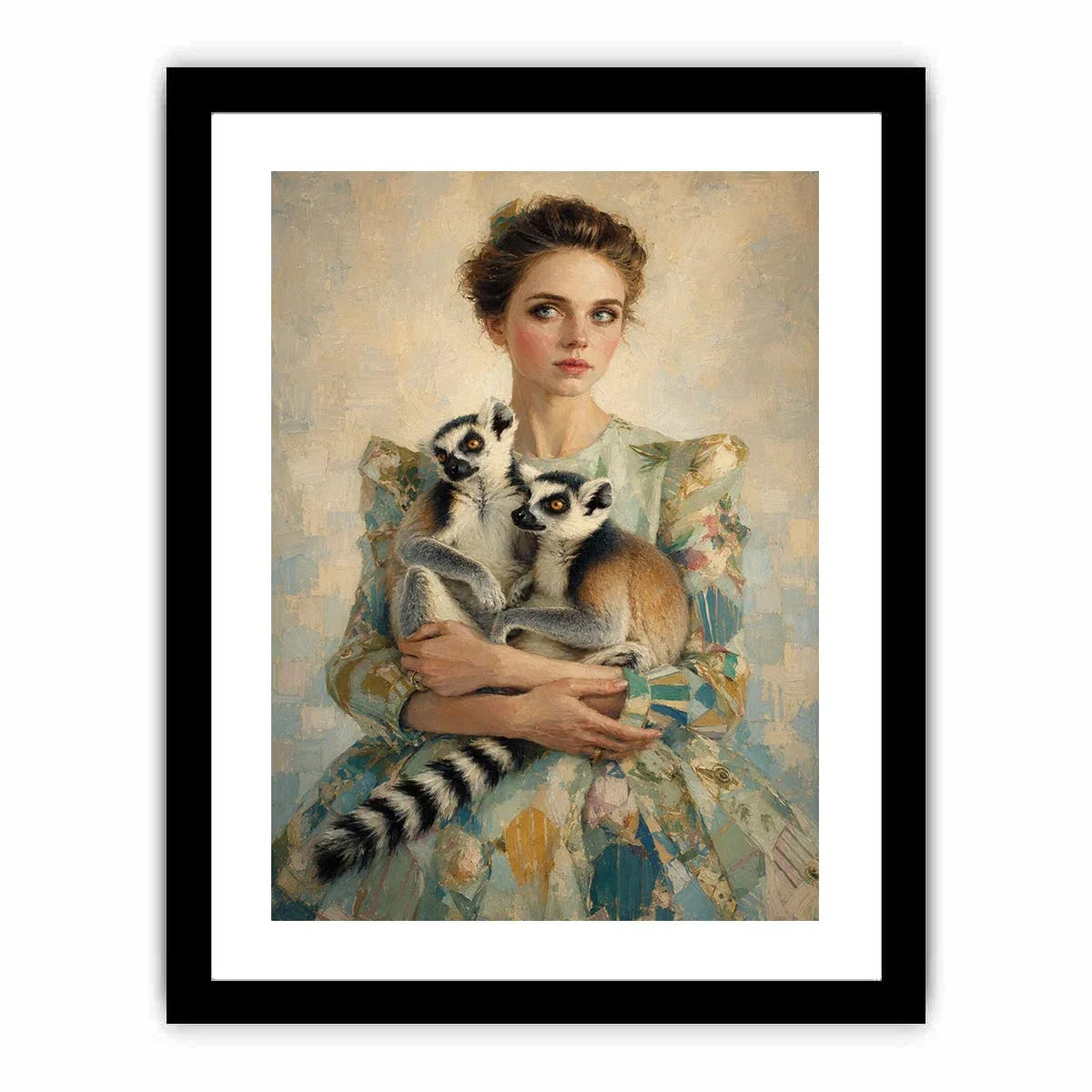   woman lemurs portrait canvas art