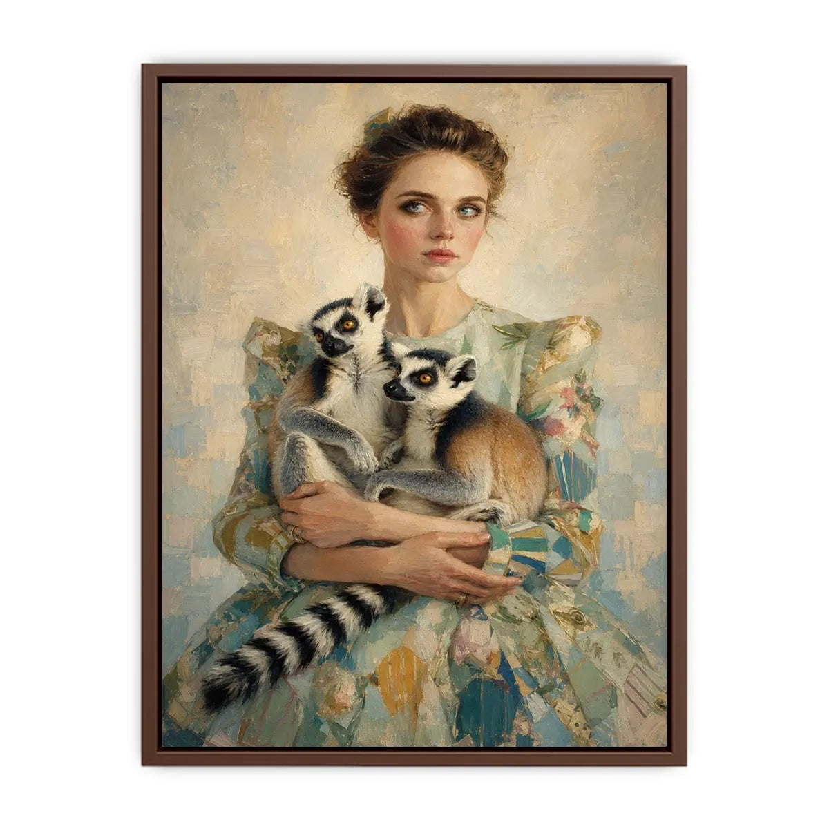   woman lemurs portrait canvas art