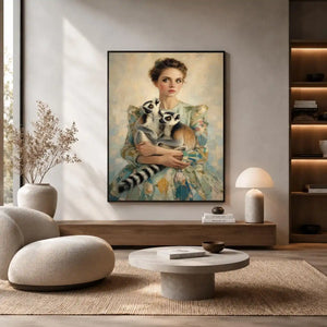   woman lemurs portrait canvas art