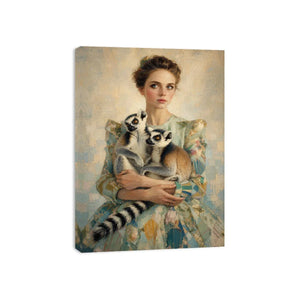   woman lemurs portrait canvas art