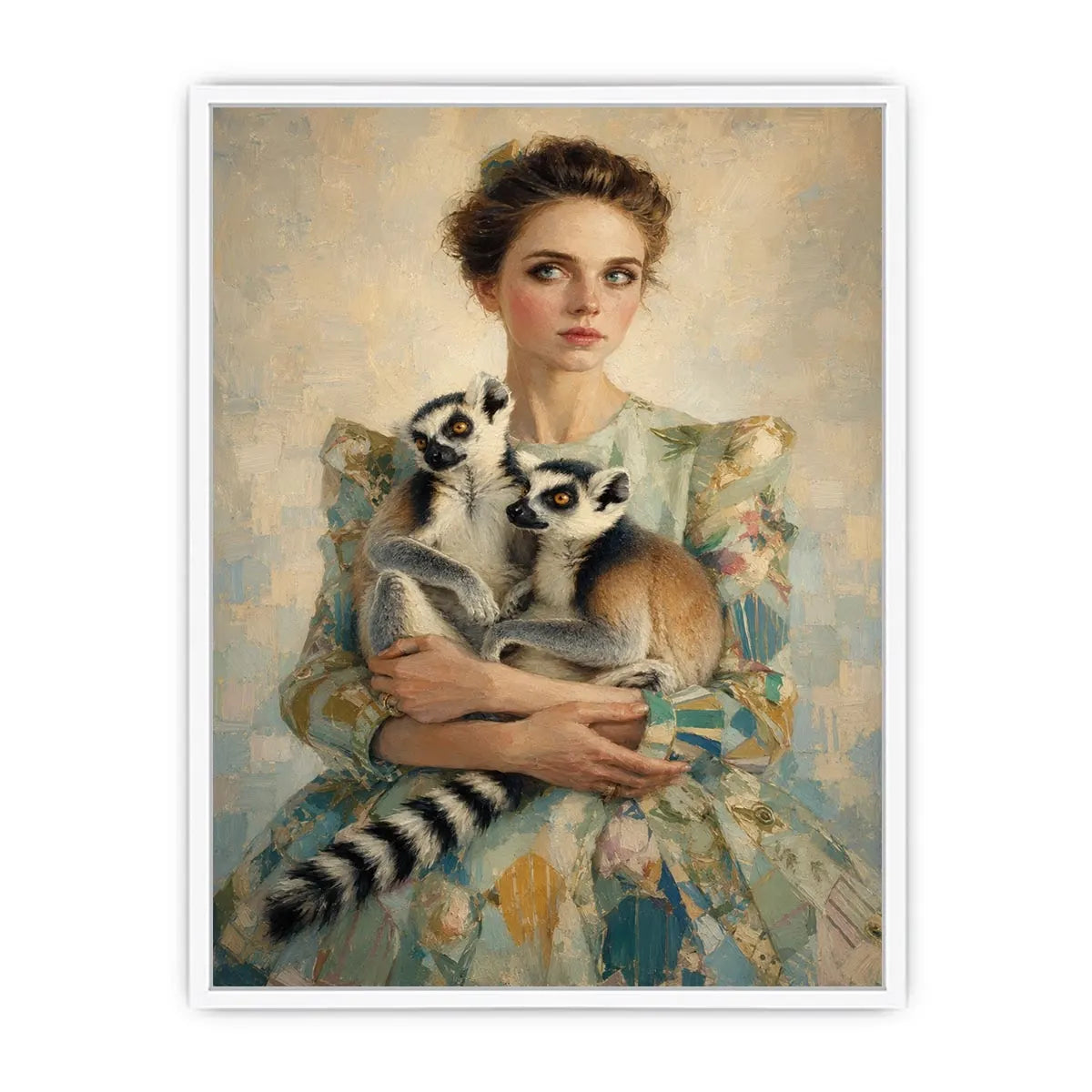   woman lemurs portrait canvas art