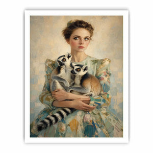   woman lemurs portrait canvas art
