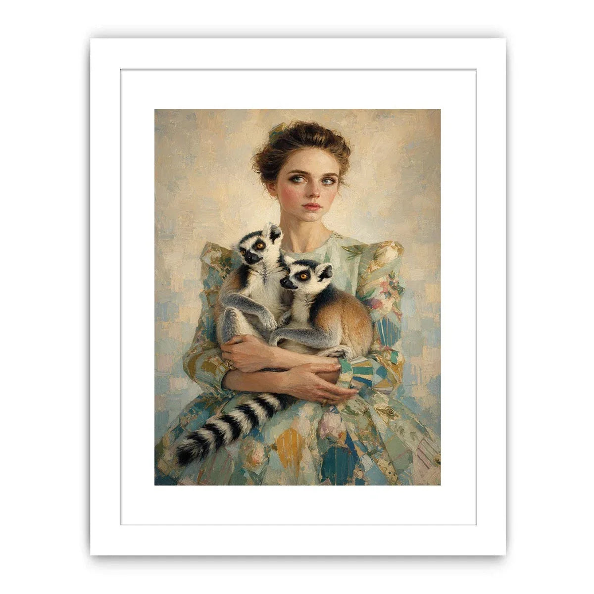   woman lemurs portrait canvas art