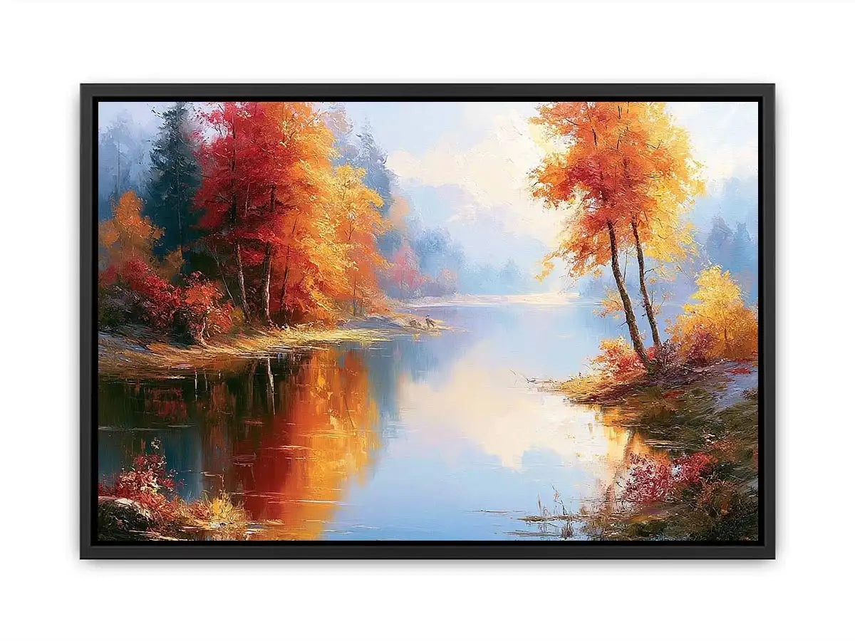 autumn lake landscape canvas living room