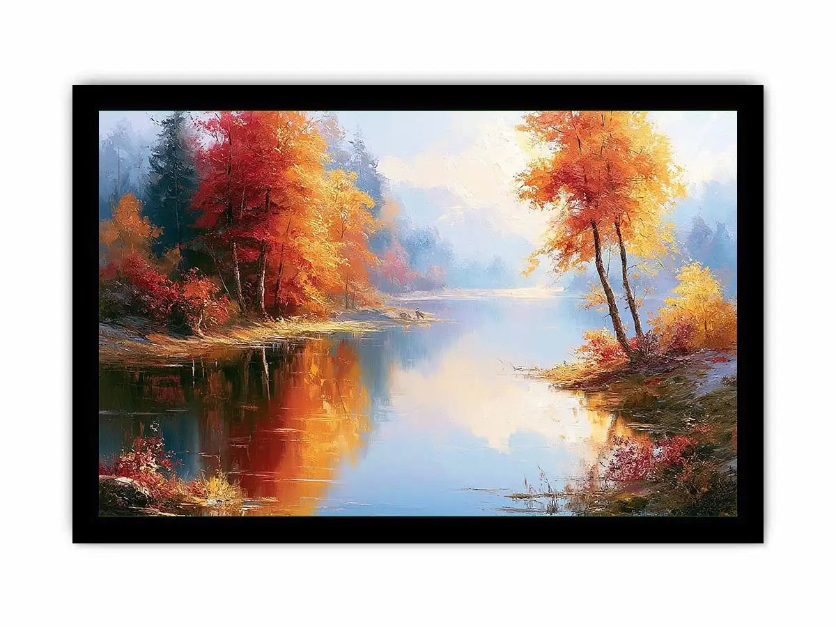 autumn lake landscape canvas living room