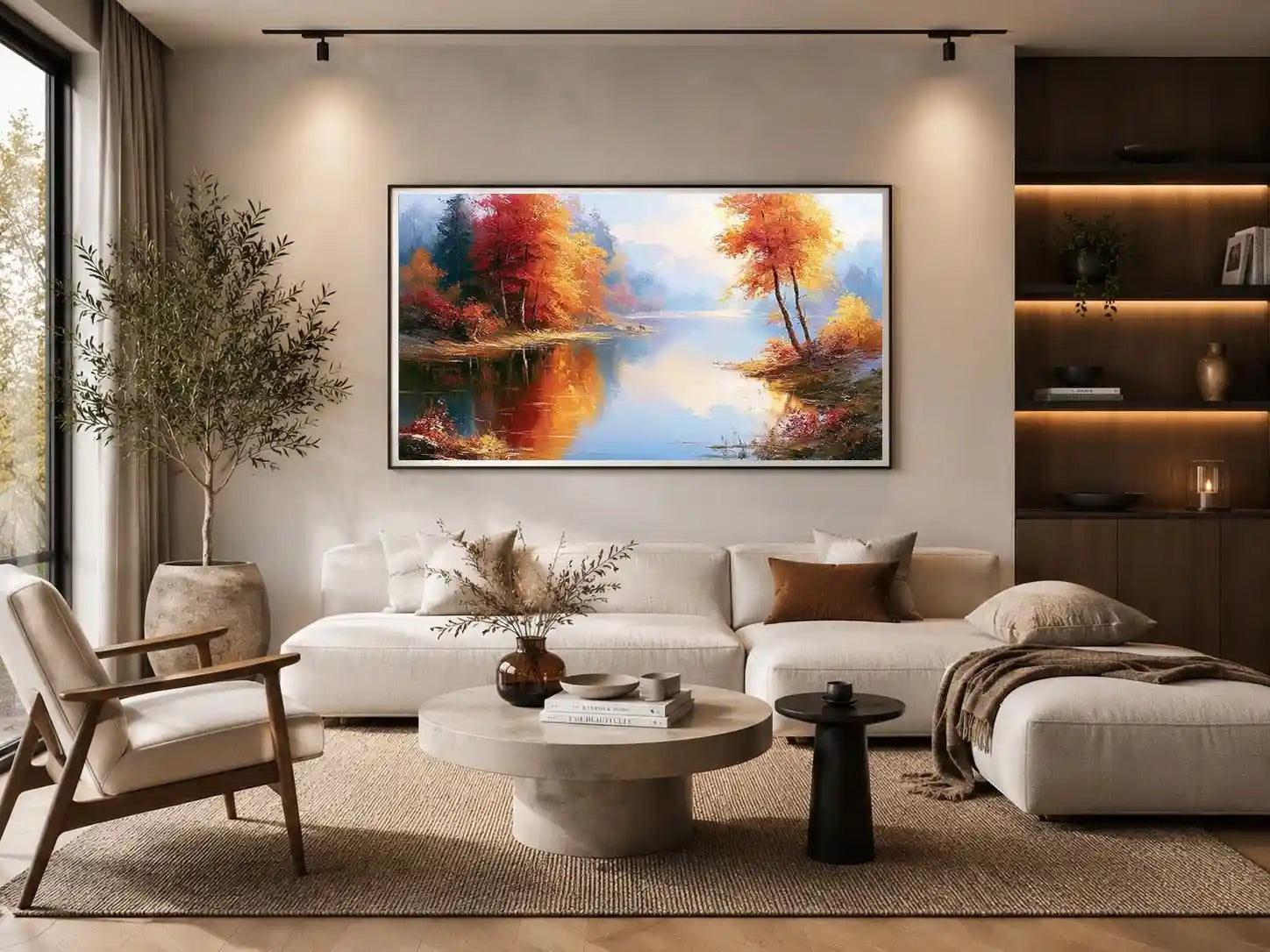 autumn lake landscape canvas living room
