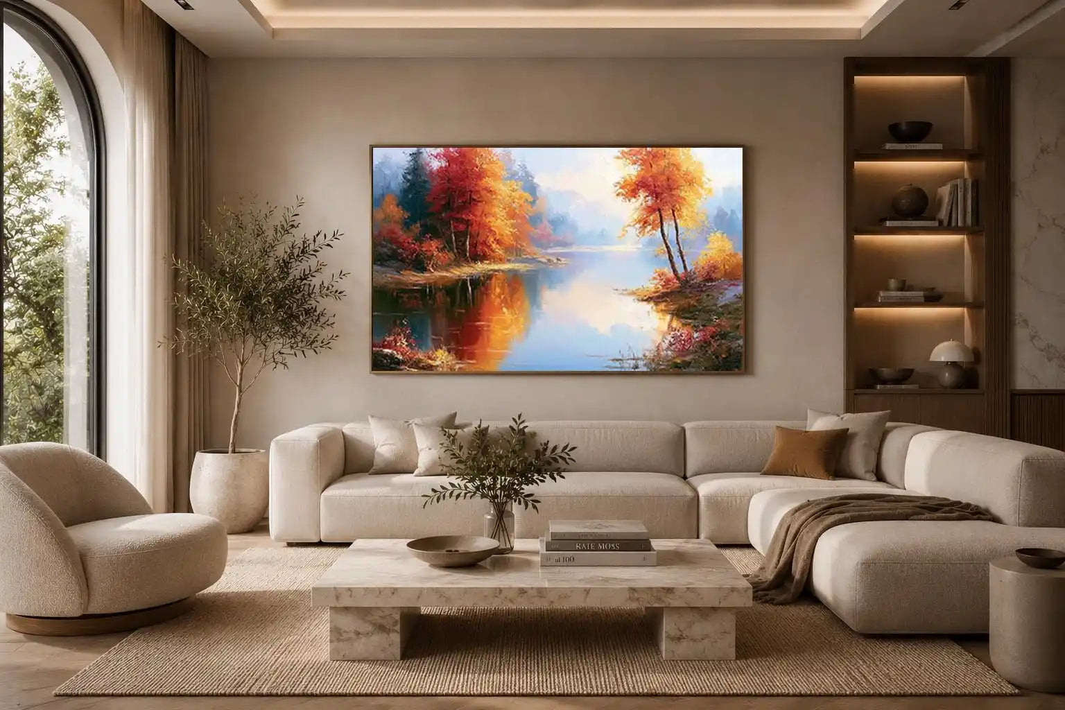 autumn lake landscape canvas living room