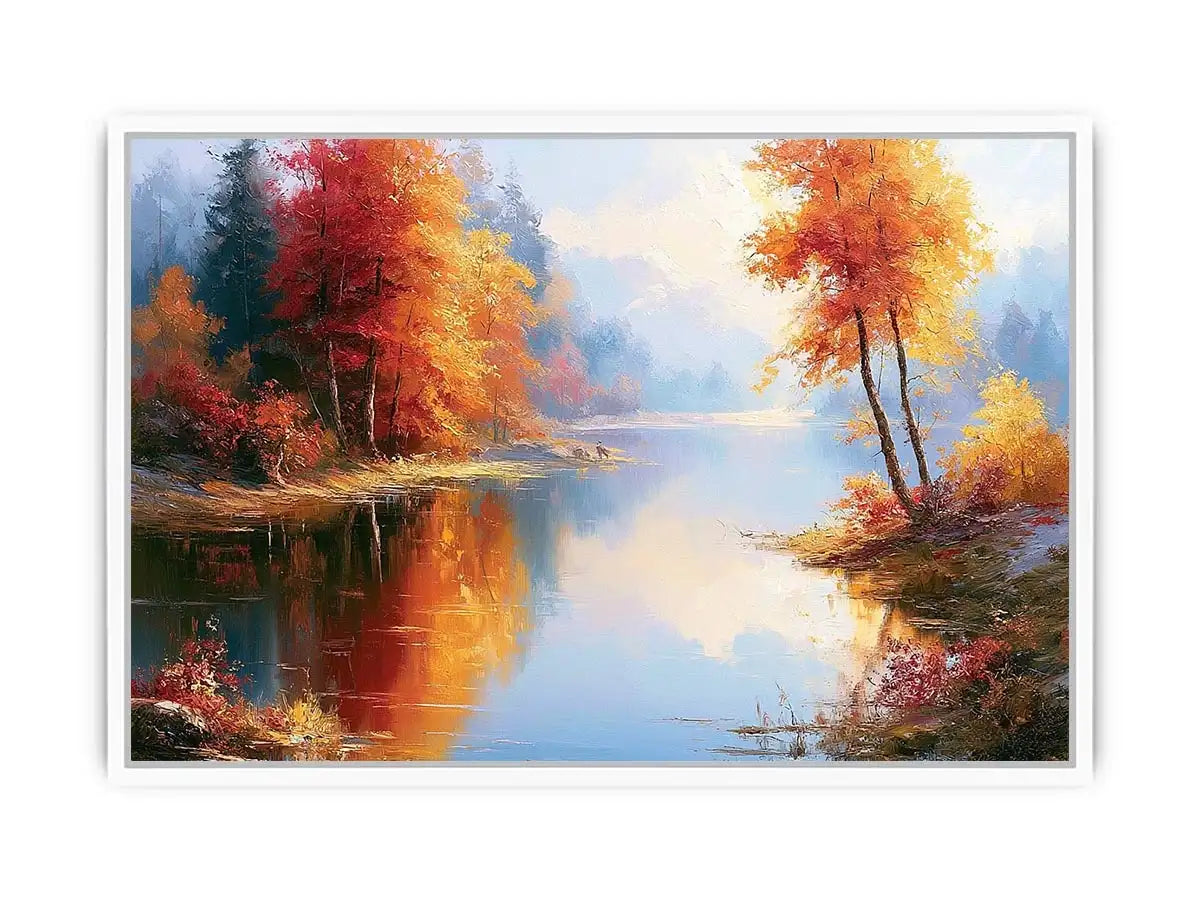 autumn lake landscape canvas living room