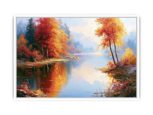 autumn lake landscape canvas living room