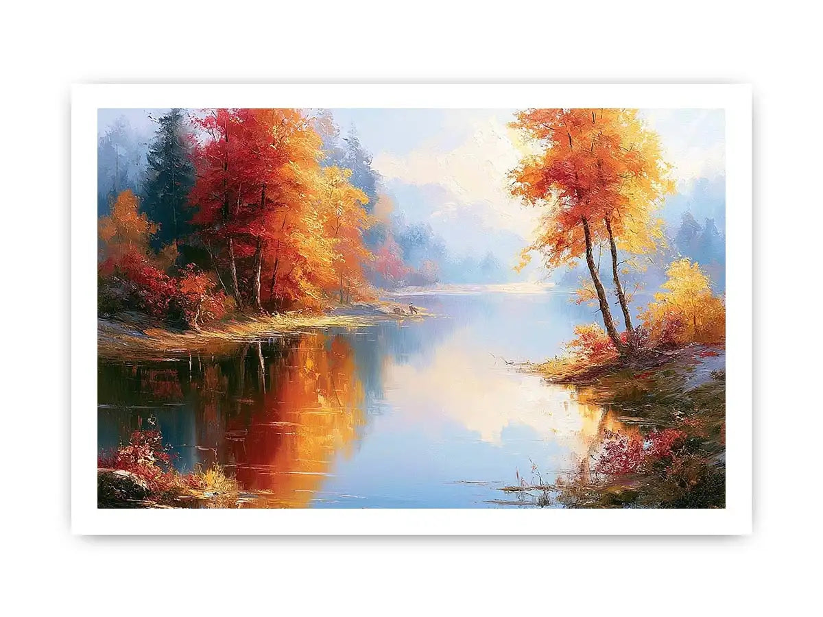 autumn lake landscape canvas living room