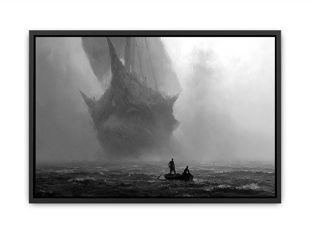 ghost ship black white canvas office decor