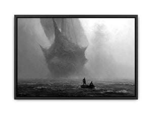 ghost ship black white canvas office decor