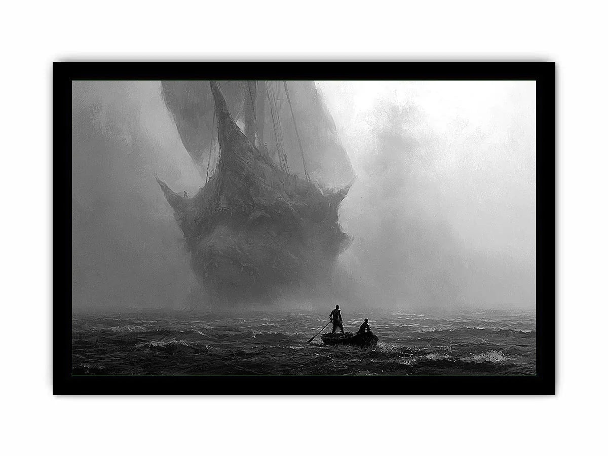 ghost ship black white canvas office decor